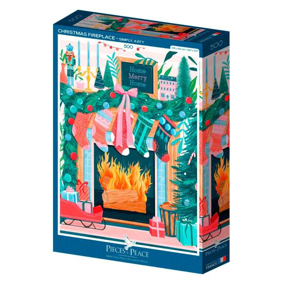 Puzzle Pieces and Peace Lareira de Natal de 500 peças