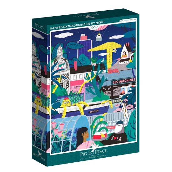 Puzzle Pieces and Peace Extraordinário Nantes à Noite de 1000 pç