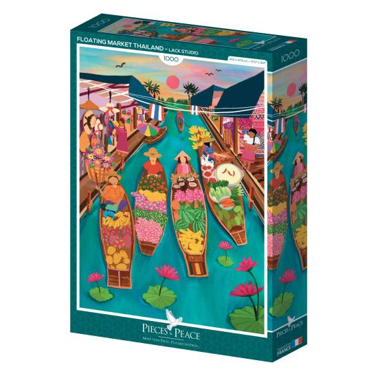 Puzzle Pieces and Peace Mercado Flutuante Tailândia de 1000 pçs