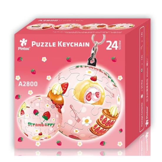 Puzzle Pintoo 3D chaveiro morango 24 peças