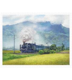 Puzzle Pintoo Steam Train através dos campos de arroz de