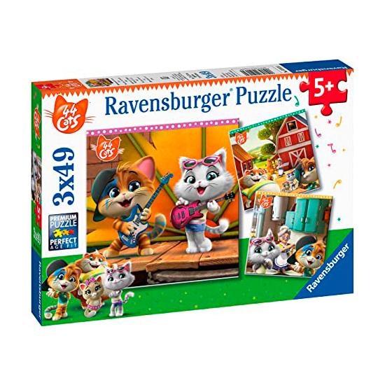 Puzzle Ravensburger 44 Gatos 3x49 Peças Puzzle Ravensburger 44 Gatos 3x49 Peças