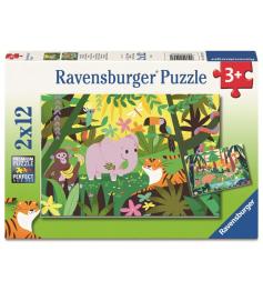 Puzzle Ravensburger Amigos Animais Na Natureza 2x12 peças