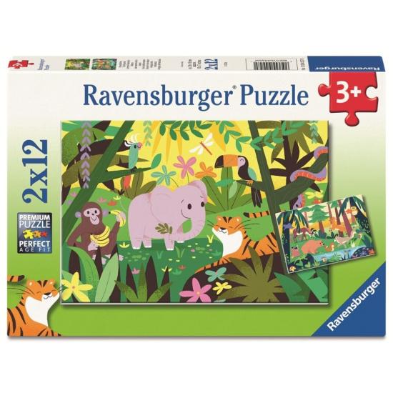 Puzzle Ravensburger Amigos Animais Na Natureza 2x12 peças
