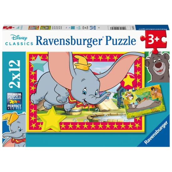 Puzzle Ravensburger  Animais Disney 2x12 peças Puzzle Ravensburger  Animais Disney 2x12 peças