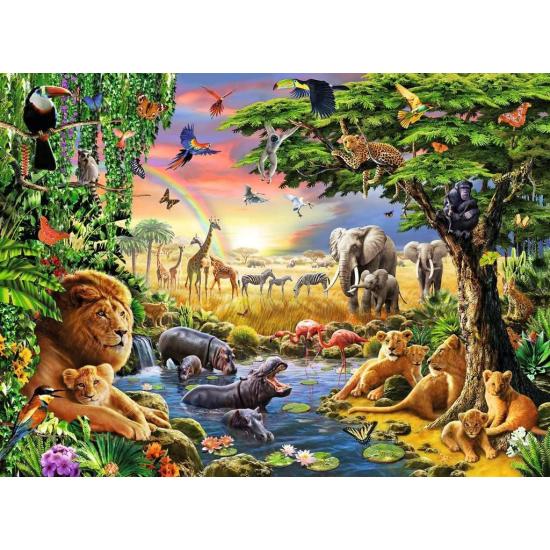 Puzzle Ravensburger Animais ao pôr do Sol XXL de 300 peça Puzzle Ravensburger Animais ao pôr do Sol XXL de 300 peça