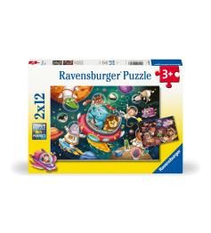 Puzzle Ravensburger Animais no Espaço de 2x12 peças