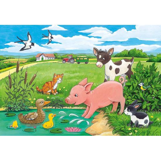 Cachorros Ravensburger Puzzle no campo 2x12 peças Cachorros Ravensburger Puzzle no campo 2x12 peças