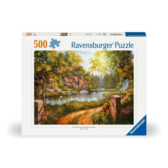 Puzzle Ravensburger Chalé À Beira Do Rio 500 Peças