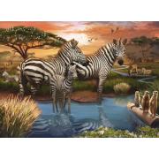 Puzzle Ravensburger Zebras no Bebedouro de 500 Peças