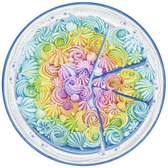 Puzzle Ravensburger Circular Rainbow Cake de 500 peças