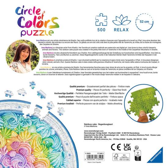 Puzzle Ravensburger Circular Rainbow Cake de 500 peças