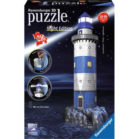Ravensburger Puzzle O Novo Farol 3D Night Edition 3D 216 Peças