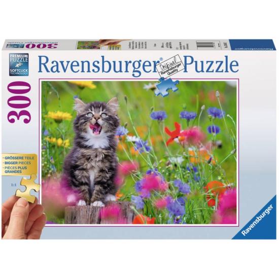 Ravensburger Puzzle Gatinho em um Mar de Flores 300 peças XXL
