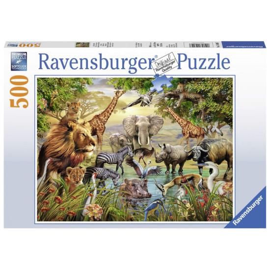 Puzzle Ravensburger Great Animals Around the Pond of 500