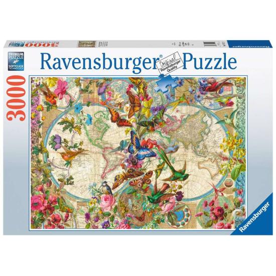 Puzzle Ravensburger Mapa Mundial de Flora e Fauna de 3000 Peças