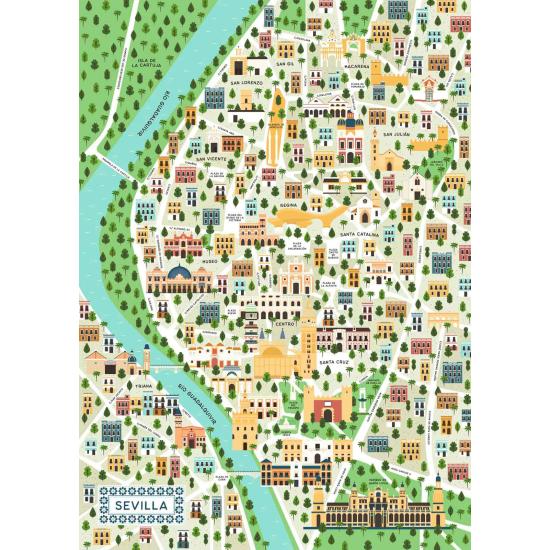Puzzle Ravensburger Mapa de Sevilha de 1000 Pçs Puzzle Ravensburger Mapa de Sevilha de 1000 Pçs