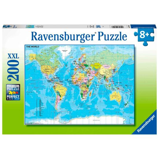 Mapa do mundo Ravensburger Puzzle XXL 200 peças Mapa do mundo Ravensburger Puzzle XXL 200 peças