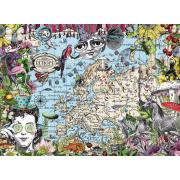 Ravensburger Puzzle Mapa Europeu, Circo Peculiar de 500 Peças