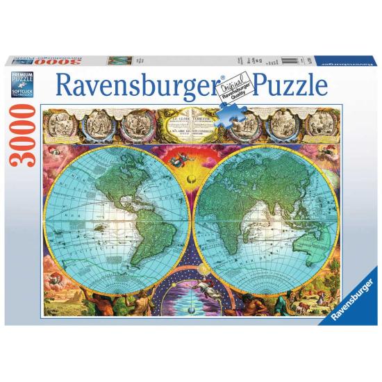 Puzzle de mapa globo antigo Ravensburger 3000 peças