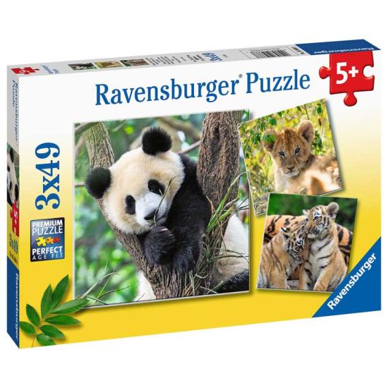 Puzzle Ravensburger Panda, Tigre e Leão de 3x49 Peças