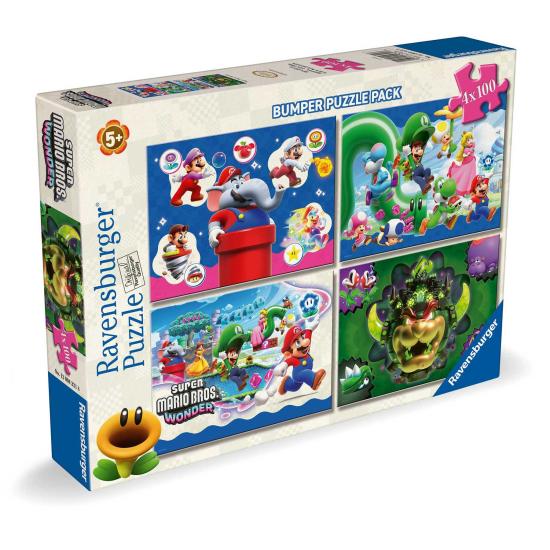 Puzzle Ravensburger Super Mario Bros Wonder de 4 x 100 Peças