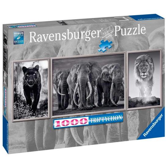Ravensburger Triptych Panther, Elephants and Lion Puzzle 1000 P