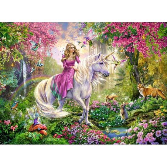 Ravensburger montando um Puzzle Unicorn XXL de 100 peças