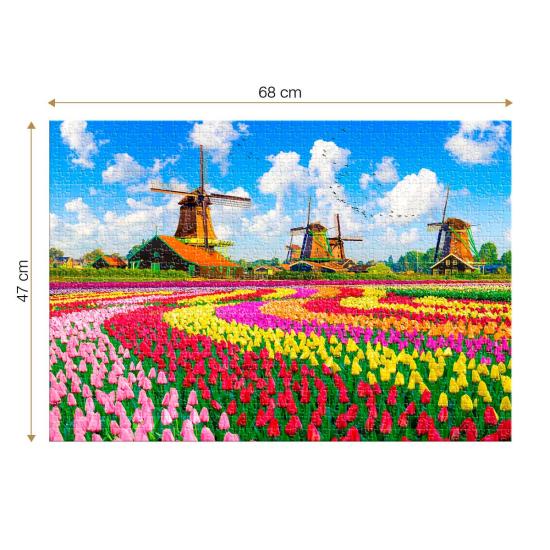 Puzzle Roovi Moinhos de vento Holandeses, Holanda de 1000 Peças