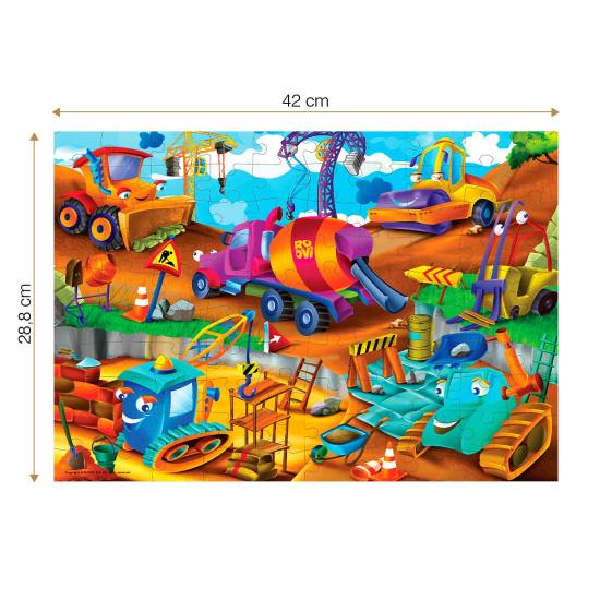 Puzzle Roovi Veículos de Construção de 100 Peças Puzzle Roovi Veículos de Construção de 100 Peças