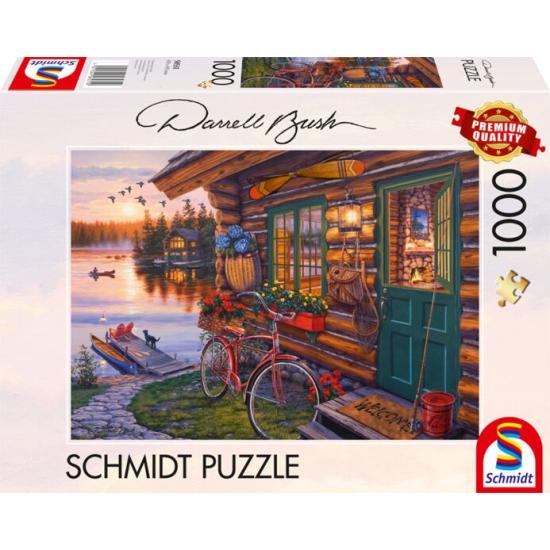 Puzzle Schmidt Cabana à beira do lago com bicicleta de 1000 Piec