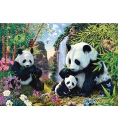 Puzzle Schmidt Família Panda na Cachoeira de 500 peças