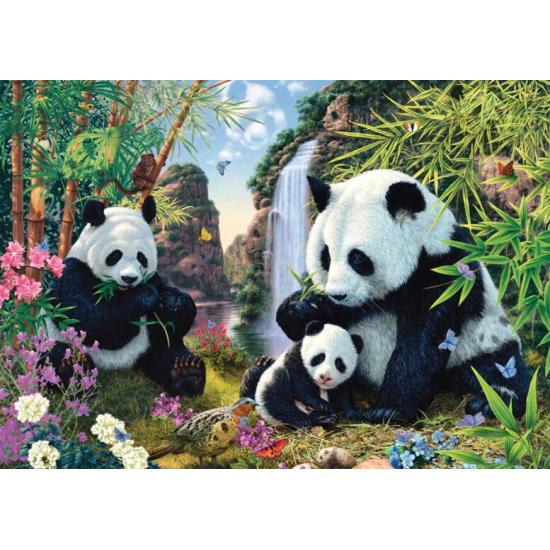 Puzzle Schmidt Família Panda na Cachoeira de 500 peças Puzzle Schmidt Família Panda na Cachoeira de 500 peças