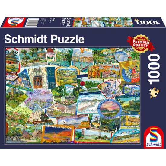 Puzzle Schmidt Adesivos de Viagem de 1000 peças