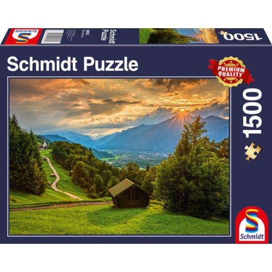 Puzzle Schmidt  Pôr do sol sobre Wamberg de 1500 Peças