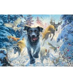 Puzzle Schmidt Um Labrador Preto Na Neve 1000 Pçs