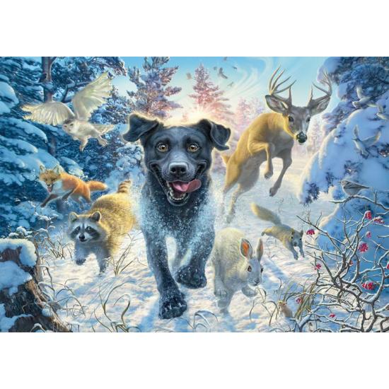 Puzzle Schmidt Um Labrador Preto Na Neve 1000 Pçs