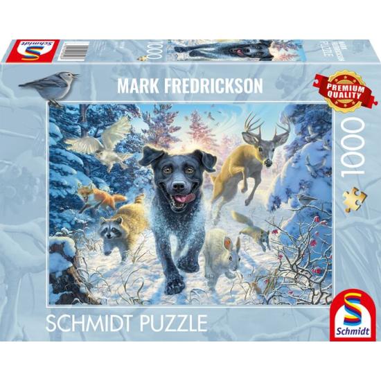 Puzzle Schmidt Um Labrador Preto Na Neve 1000 Pçs