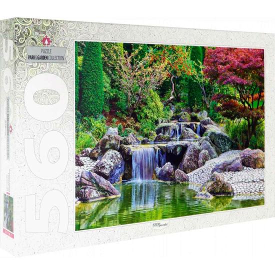 Puzzle Step Puzzle Cachoeira no Jardim Japonês, Alemanha de 560 Puzzle Step Puzzle Cachoeira no Jardim Japonês, Alemanha de 560