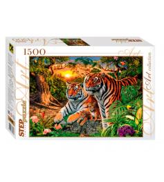 Puzzle Step Puzzle Encontre os Tigres de 1500 Peças