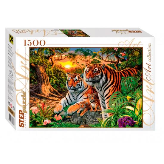 Puzzle Step Puzzle Encontre os Tigres de 1500 Peças