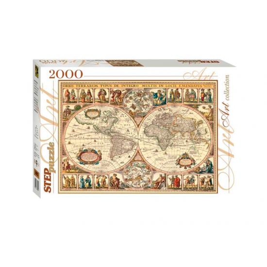 Puzzle Step Puzzle Mapa do Mundo Histórico de 2.000 peça
