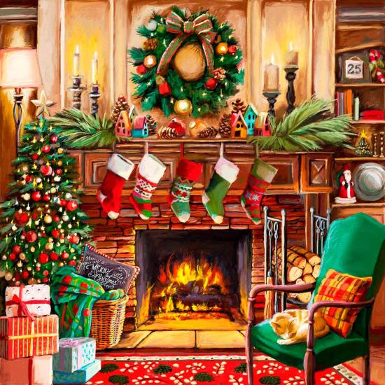 Puzzle SunsOut Descansando junto à Lareira XXL de 500 Peças