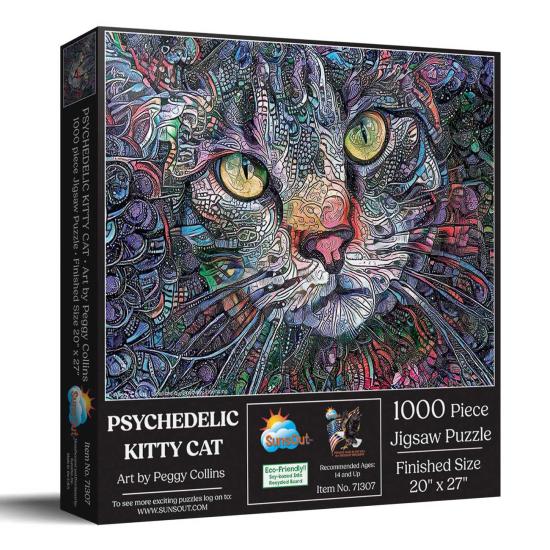 Puzzle SunsOut Gatinho Psicodélico de 1000 peças Puzzle SunsOut Gatinho Psicodélico de 1000 peças