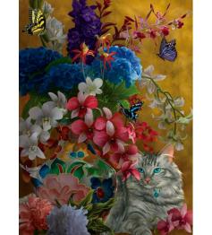 Puzzle SunsOut Gatos Dourados e Flores de 1000 Peças