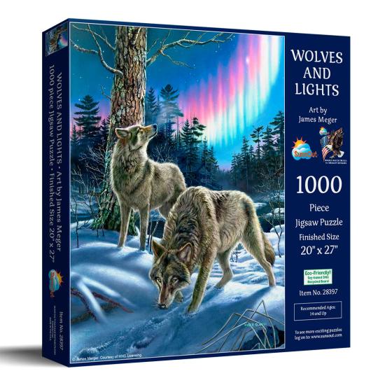 Puzzle SunsOut Lobos e Luzes de 1000 Peças Puzzle SunsOut Lobos e Luzes de 1000 Peças