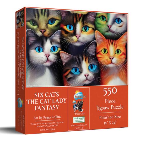 Puzzle SunsOut Seis Gatos de 550 peças Puzzle SunsOut Seis Gatos de 550 peças