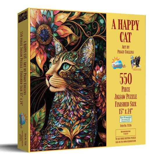 Puzzle SunsOut Um Gato Feliz de 550 peças Puzzle SunsOut Um Gato Feliz de 550 peças