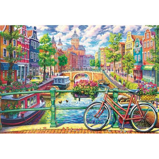 Puzzle Trefl Bicicleta no Canal de Amsterdã de 1500 Peças