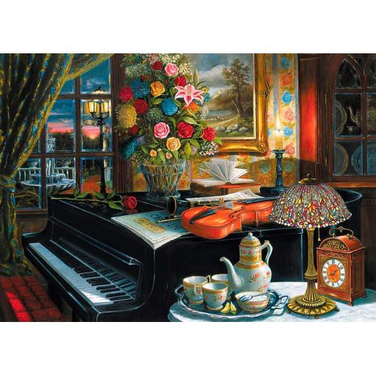 Puzzle Trefl Natureza Morta com Violino Piano e Flores de 2000